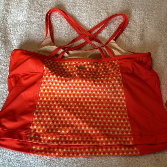 Lands End Tankini 2-piece Swim Suit 26W Orange Polka Dot - Picture 6 of 9